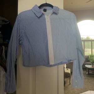 Heterochromatic Striped ZipUp Cropped Top : Smoke Free